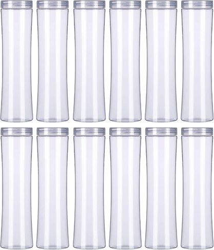 HoleviFO Clear Empty Wide Mouth Plastic Sensory Bottles with Smooth Lids with Lids and Labels - Round Plastic Test Tubes with Screw Caps for Party Gum Balls,Event Jelly Beans and BPA Free (Diamond Lids) in Kuwait
