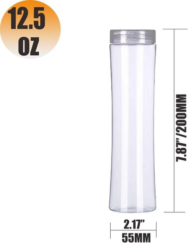 HoleviFO Clear Empty Wide Mouth Plastic Sensory Bottles with Smooth Lids with Lids and Labels - Round Plastic Test Tubes with Screw Caps for Party Gum Balls,Event Jelly Beans and BPA Free (Diamond Lids) in Kuwait