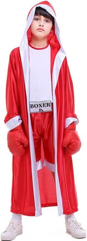 Boxing Costume For Kids Boy Hooded Robe Short Jumpsuit Halloween Costume Cosplay Boxer Fancy Dress Party in Saudi Arabia