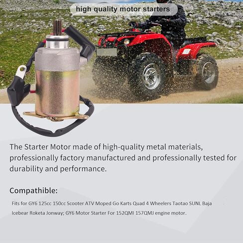محرك LRLLX Starter متوافق مع GY6 125CC 150CC Starter Motor وStarter Relay ATV Scooter Moped ATV Go Karts Quad 4 Wheelers Taotao Baja in Kuwait