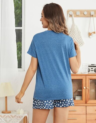 difficort Women Pajamas Set 2Piece Short Sleeve Sleepwear Summer Pjs Soft Lounge Sets with Pocket in Kuwait