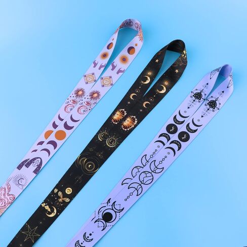 5pcs Cute Moon and Sun Goddess Key Lanyards Cool Star Neck Lanyard for Keys ID Card for Men Women Teachers Goth Halloween Keychain Lanyards (Black & Purple) in Saudi Arabia