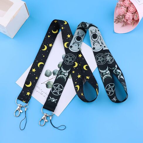 5pcs Cute Moon and Sun Goddess Key Lanyards Cool Star Neck Lanyard for Keys ID Card for Men Women Teachers Goth Halloween Keychain Lanyards (Black & Purple) in Saudi Arabia