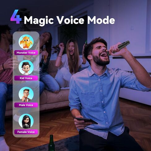 Karaoke Machine, Portable Bluetooth Speaker Wireless PA System with 2 Wireless Microphones and LED Disco Light Mode, Ideal Gift for Girls Boys Birthday Holiday Party (Black) in Kuwait