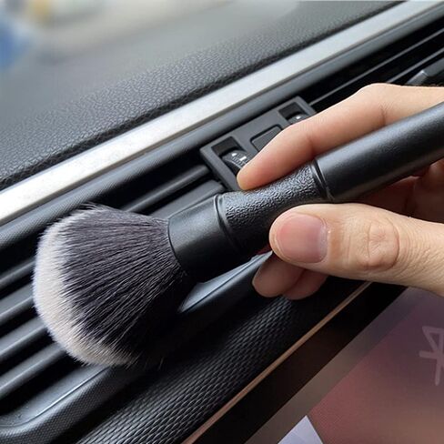 مجموعة فرش تفصيل السيارة من TINSKY، مجموعة فرش تفصيل السيارة من 3 قطع من الخنازير الطبيعية لتنظيف لوحة القيادة الداخلية والخارجية وشعارات فتحة التهوية وعجلات المقعد والمحرك وجوز العجلة باللونين الأسود والأزرق in Kuwait