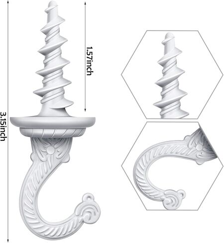 Ripeng Swag Ceiling Hooks Wall Hook Heavy Duty Swag Hook Indoor Outdoor for Hanging Plants Chandelier (White,4 Pieces) in Saudi Arabia