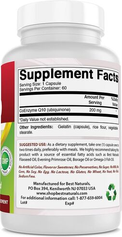 Best Naturals COQ10 200 mg, 60 Capsules in Saudi Arabia