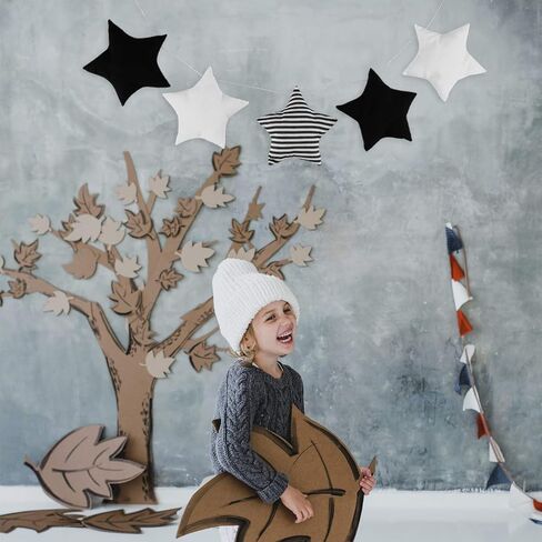 BESPORTBLE Baby Crib Star Mobile Nordic Style String Star Banner Garland Nursery Bed Cot Hanging Star Banner Pendant Star Hanging Mobile Decoration Black White Stripe in Saudi Arabia