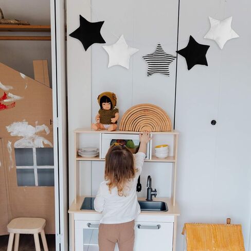 BESPORTBLE Baby Crib Star Mobile Nordic Style String Star Banner Garland Nursery Bed Cot Hanging Star Banner Pendant Star Hanging Mobile Decoration Black White Stripe in Saudi Arabia