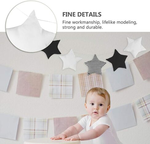 BESPORTBLE Baby Crib Star Mobile Nordic Style String Star Banner Garland Nursery Bed Cot Hanging Star Banner Pendant Star Hanging Mobile Decoration Black White Stripe in Saudi Arabia