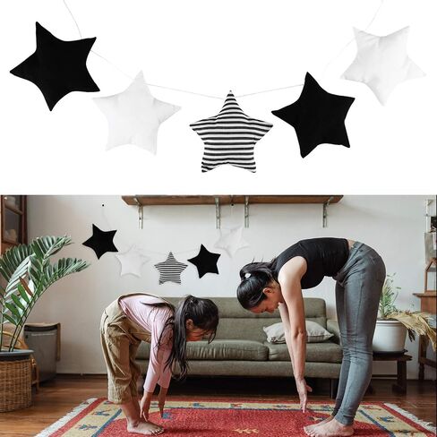 BESPORTBLE Baby Crib Star Mobile Nordic Style String Star Banner Garland Nursery Bed Cot Hanging Star Banner Pendant Star Hanging Mobile Decoration Black White Stripe in Saudi Arabia