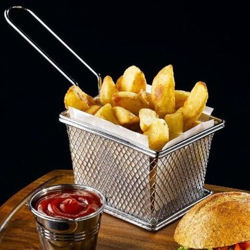 Best Utensils Chips Fry Baskets Stainless Steel Fryer Basket Strainer Serving Food Presentation Cooking Tool French Fries Basket (Large 5 inches) in Kuwait