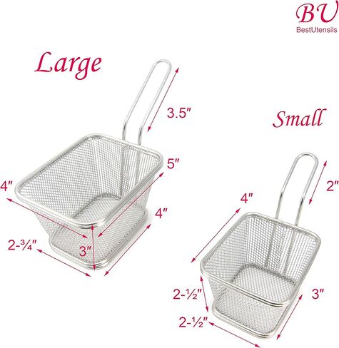 Best Utensils Chips Fry Baskets Stainless Steel Fryer Basket Strainer Serving Food Presentation Cooking Tool French Fries Basket (Large 5 inches) in Kuwait