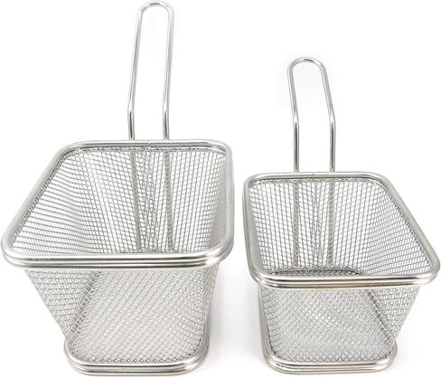 Best Utensils Chips Fry Baskets Stainless Steel Fryer Basket Strainer Serving Food Presentation Cooking Tool French Fries Basket (Large 5 inches) in Kuwait