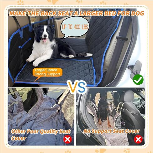 Back Seat Extender for Dogs, 600D Heavy Duty Waterproof Dog Car Seat Cover for Back Seat, Hard Bottom Dog Hammock for Car Travel Mattress, Non-Inflatable Dog Bed for Cars Trucks and SUV in Kuwait