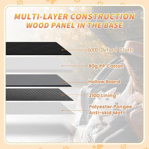 Back Seat Extender for Dogs, 600D Heavy Duty Waterproof Dog Car Seat Cover for Back Seat, Hard Bottom Dog Hammock for Car Travel Mattress, Non-Inflatable Dog Bed for Cars Trucks and SUV in Kuwait