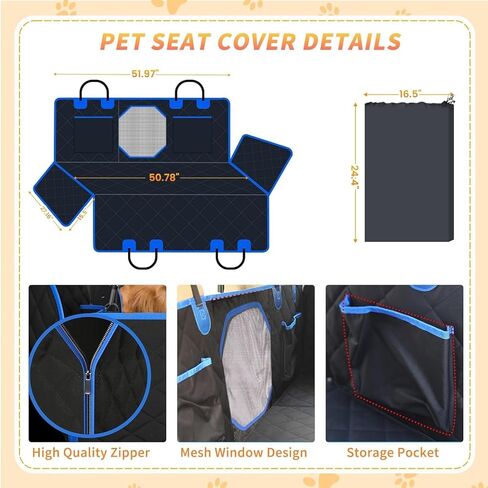 Back Seat Extender for Dogs, 600D Heavy Duty Waterproof Dog Car Seat Cover for Back Seat, Hard Bottom Dog Hammock for Car Travel Mattress, Non-Inflatable Dog Bed for Cars Trucks and SUV in Kuwait