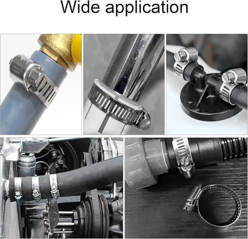 مجموعة متنوعة من 90 قطعة من مشبك خرطوم، PNXKTXO 8 مقاسات 8-44 مم 304 من الفولاذ المقاوم للصدأ قابل للتعديل، مجموعة مشبك خرطوم ترس دودي قابل للتعديل، مشبك خط وقود معدني للسباكة والحديقة in Kuwait