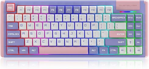 D84 Wireless Mechanical Keyboard - 75% Compacet Layout, 2.4G/Bluetooth/Wired, 1000Hz Polling Rate, RGB Backlit, Premium Gaming Experience, Gateron Red Switch, Kawaii Bunny Theme in Saudi Arabia