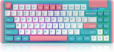 D84 Wireless Mechanical Keyboard - 75% Compacet Layout, 2.4G/Bluetooth/Wired, 1000Hz Polling Rate, RGB Backlit, Premium Gaming Experience, Gateron Red Switch, Kawaii Bunny Theme in Saudi Arabia