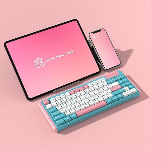 D84 Wireless Mechanical Keyboard - 75% Compacet Layout, 2.4G/Bluetooth/Wired, 1000Hz Polling Rate, RGB Backlit, Premium Gaming Experience, Gateron Red Switch, Kawaii Bunny Theme in Saudi Arabia