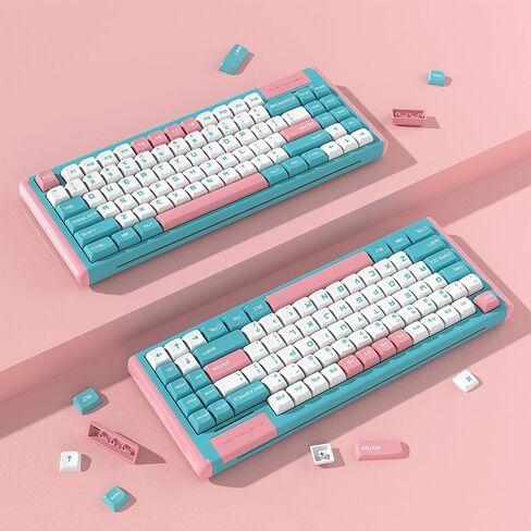 D84 Wireless Mechanical Keyboard - 75% Compacet Layout, 2.4G/Bluetooth/Wired, 1000Hz Polling Rate, RGB Backlit, Premium Gaming Experience, Gateron Red Switch, Kawaii Bunny Theme in Saudi Arabia