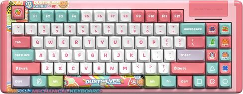 D84 Wireless Mechanical Keyboard - 75% Compacet Layout, 2.4G/Bluetooth/Wired, 1000Hz Polling Rate, RGB Backlit, Premium Gaming Experience, Gateron Red Switch, Kawaii Bunny Theme in Saudi Arabia