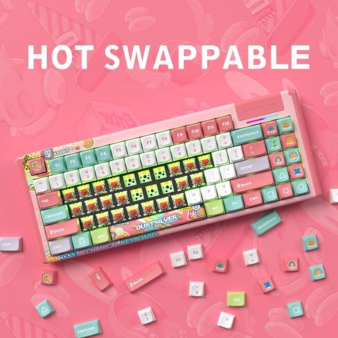 D84 Wireless Mechanical Keyboard - 75% Compacet Layout, 2.4G/Bluetooth/Wired, 1000Hz Polling Rate, RGB Backlit, Premium Gaming Experience, Gateron Red Switch, Kawaii Bunny Theme in Saudi Arabia
