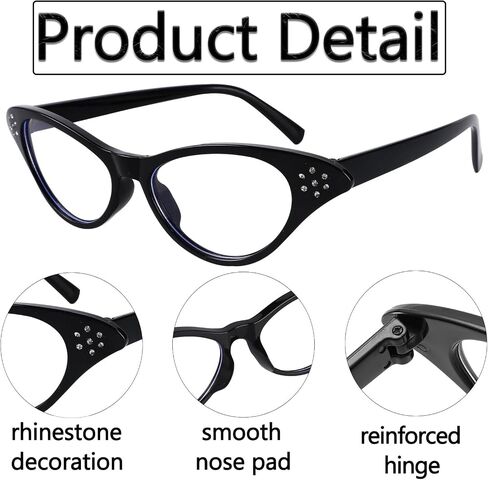 HIYMDOIT 50's Costume Accessories for Women Vintage 1950s Rhinestone Cat Eye Glasses Chiffon Neck Scarf for Cosplay Party in Saudi Arabia