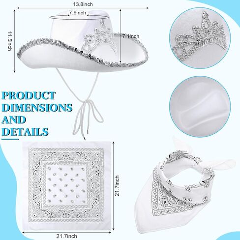 Haysandy 4 Pcs Space Cowgirl Costume for Women Girl Rhinestone Cowgirl Hat Paisley Bandanna Tassel Sequin Skirt Sunglasses in Saudi Arabia