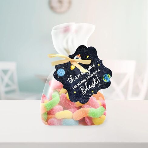 Andaz Press Fancy Frame Kids Party Favor Thank You Tags with String, 48-Pack Outer Space Astronaut Birthday Gift Tags For Gift Bags, Favor Bags Goody Bags Boys & Girls Gender-Neutral 1st Birthday Tags in Saudi Arabia