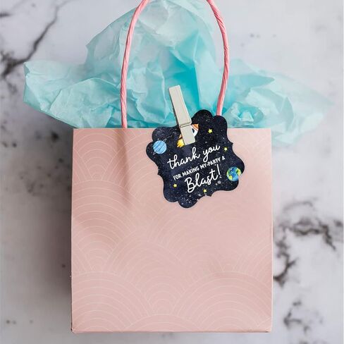 Andaz Press Fancy Frame Kids Party Favor Thank You Tags with String, 48-Pack Outer Space Astronaut Birthday Gift Tags For Gift Bags, Favor Bags Goody Bags Boys & Girls Gender-Neutral 1st Birthday Tags in Saudi Arabia