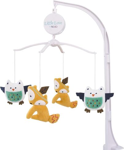 NoJo Aztec Gold & Green Musical Mobile with 2 Foxes & 2 Owls, Gold, Green, Navy, Brown in Saudi Arabia