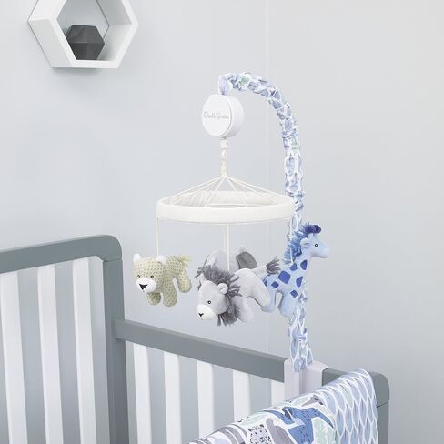 Dwell Studio Safari Skies Animal/Jungle Musical Mobile, Blue/Gray in Saudi Arabia