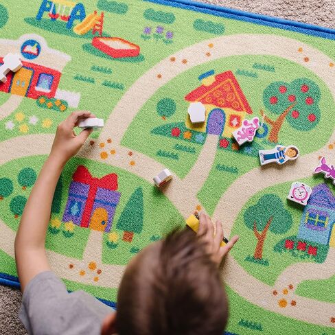 Melissa & Doug Blue's Clues & You! Blue's Neighborhood Activity Rug (44 Inches x 26 Inches Rug, 9 Wooden Play Pieces) in Saudi Arabia