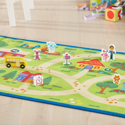 Melissa & Doug Blue's Clues & You! Blue's Neighborhood Activity Rug (44 Inches x 26 Inches Rug, 9 Wooden Play Pieces) in Saudi Arabia