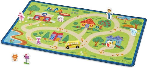Melissa & Doug Blue's Clues & You! Blue's Neighborhood Activity Rug (44 Inches x 26 Inches Rug, 9 Wooden Play Pieces) in Saudi Arabia