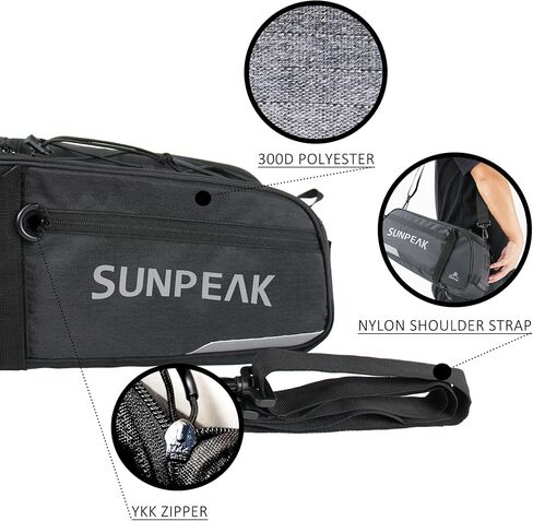 Sunpeak حقيبة رف الدراجة دراجة eBike جذع حقيبة سفر مقاوم للماء الرف الخلفي حزمة الجذع السلة مقعد أكياس البضائع لظهر الدراجة 9L in Kuwait