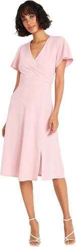 Maggy London Faux Wrap V-Neck Flutter Sleeves Cocktail Wedding Guest Dresses for Women in Saudi Arabia