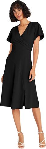 Maggy London Faux Wrap V-Neck Flutter Sleeves Cocktail Wedding Guest Dresses for Women in Saudi Arabia