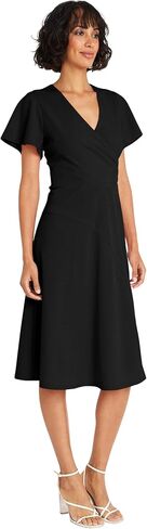 Maggy London Faux Wrap V-Neck Flutter Sleeves Cocktail Wedding Guest Dresses for Women in Saudi Arabia