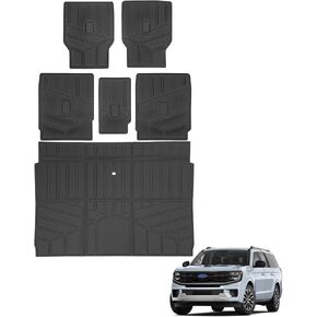 حصيرة الشحن وبطانة مسند الظهر 7 مقاعد متوافقة مع 2025-2026 Ford Expedition Max/Lincoln Navigator L Cargo Liner TPE لجميع أحوال الطقس لملحقات Expedition Max&Navigator L in Kuwait