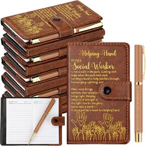 TaoBary 10 Sets Social Worker Appreciation Gift Social Worker Month Must Have Leather Notebook Ballpoint Pen with Inspirational Quotes Thank You Gifts for Women Coworker Teachers Office Bsw Msw (Brown) in Kuwait