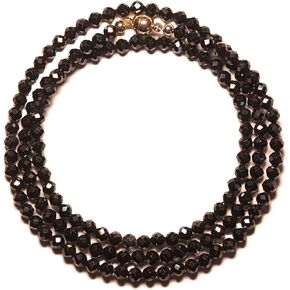 Natural Black Spinel Necklace for Men 24" | 4mm Faceted Beaded Baseball Necklace | Real Stone Energy Jewelry Gift for Him | Convertible Layered Wrap Bracelet | 14K GP Easy-Snap Clasp in Kuwait