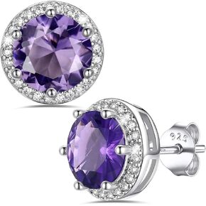 Bestyle Authentic 925 Sterling Silver 2 Carat Birthstone Earrings for Women, More Sparkle Heart/Round Solitaire Diamond Studs Earrings, Great Birthday/Christmas/Anniversary Jewelry for Wife Mother in Saudi Arabia