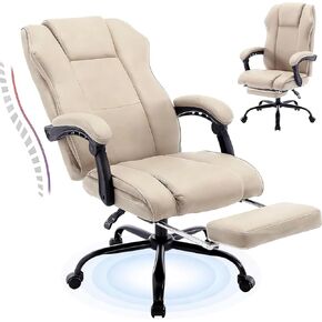 400lb Brown Office Chair,Big and Tall Reclining Office Chair with Footrest, High Back Executive Computer Chair with Wheels Pu Leather Recliner Office Desk Chairs with Lumbar Support for Adult in Saudi Arabia