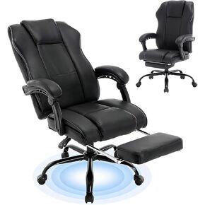 400lb Brown Office Chair,Big and Tall Reclining Office Chair with Footrest, High Back Executive Computer Chair with Wheels Pu Leather Recliner Office Desk Chairs with Lumbar Support for Adult in Saudi Arabia