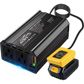 محول طاقة 400 واط متوافق مع بطارية DeWALT 20 فولت، محطة طاقة محمولة من تيار مستمر 20 فولت إلى تيار متردد 110 فولت مع شاحن سريع USB-C بقدرة 65 وات و18 وات، ومنفذ تيار متردد، ومنفذ محول شاحن يعمل بالبطارية in Kuwait