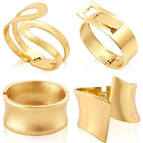 4Pcs Chunky Gold Cuff Bracelets for Women, Chunky Gold Bangle Bracelets for Women, Minimalist Irregular Thick Golden Bracelet, Open Wide Cuff Trendy Statement Stackable Bangle Bracelet Set, Stack Fashion Jewelry Accessories in Kuwait