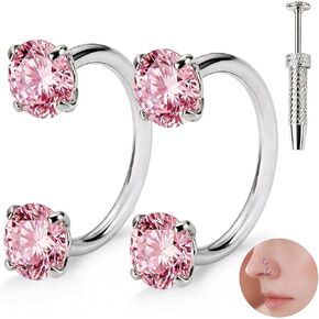 Horseshoe Nose Ring Surgical Steel Nose Rings for Women Hypoallergenic Nostril Ring 8MM Double Stud Nose Rings Hoop Cartilage Earring Eyebrow Labret Lip Nostril Piercing Jewelry for Women Men in Kuwait